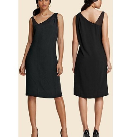 Eileen Fisher Dresses & Skirts - Eileen Fisher 100% Silk Georgette Crepe Asymmetrical Neck Sleeveless Dress